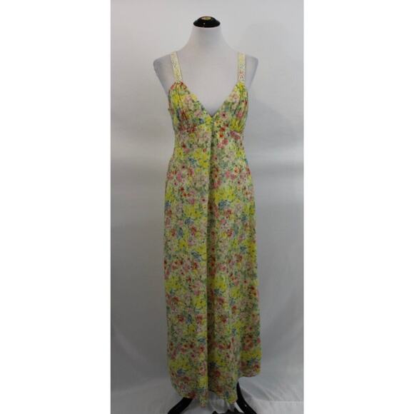 LOVESHACKFANCY Sz 8 Sabina Yellow Floral Sleeveless Midi Tank Dress - Picture 9 of 11